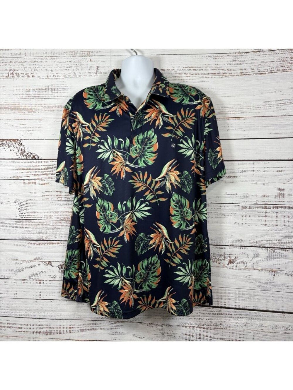 Izod Golf Blue Floral Short Sleeve Polo
